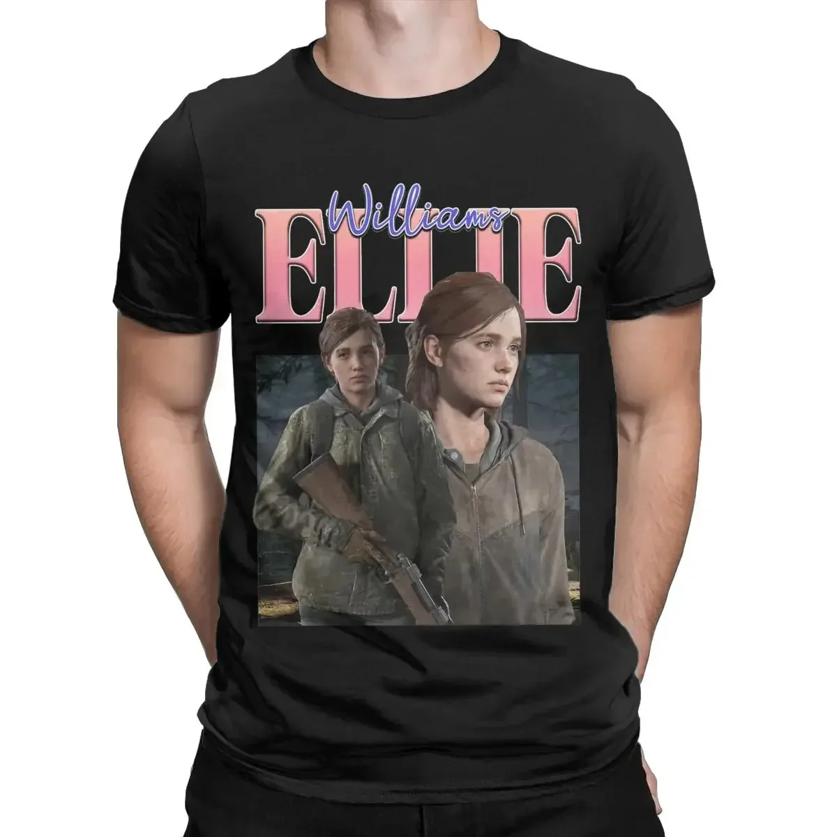 Men's T-Shirt Ellie Williams Retro Novelty Pure Cotton Tee Shirt Short Sleeve The Last of Us Game T Shirts Round Neck Clothing