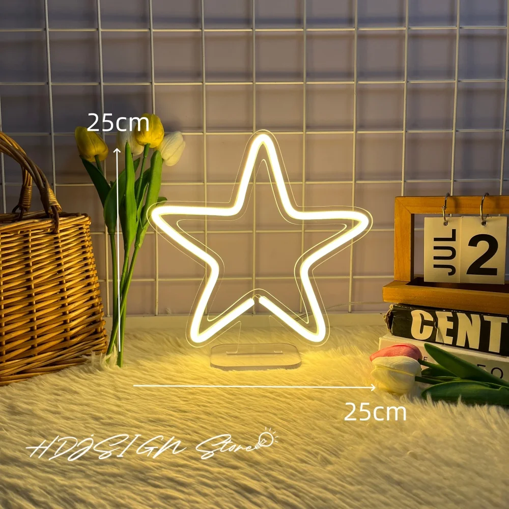 Star Neon Sign Led Lighting Night Light Decor Table Led Sign USB Led Neon Bedroom Home Room Decor Dream Led