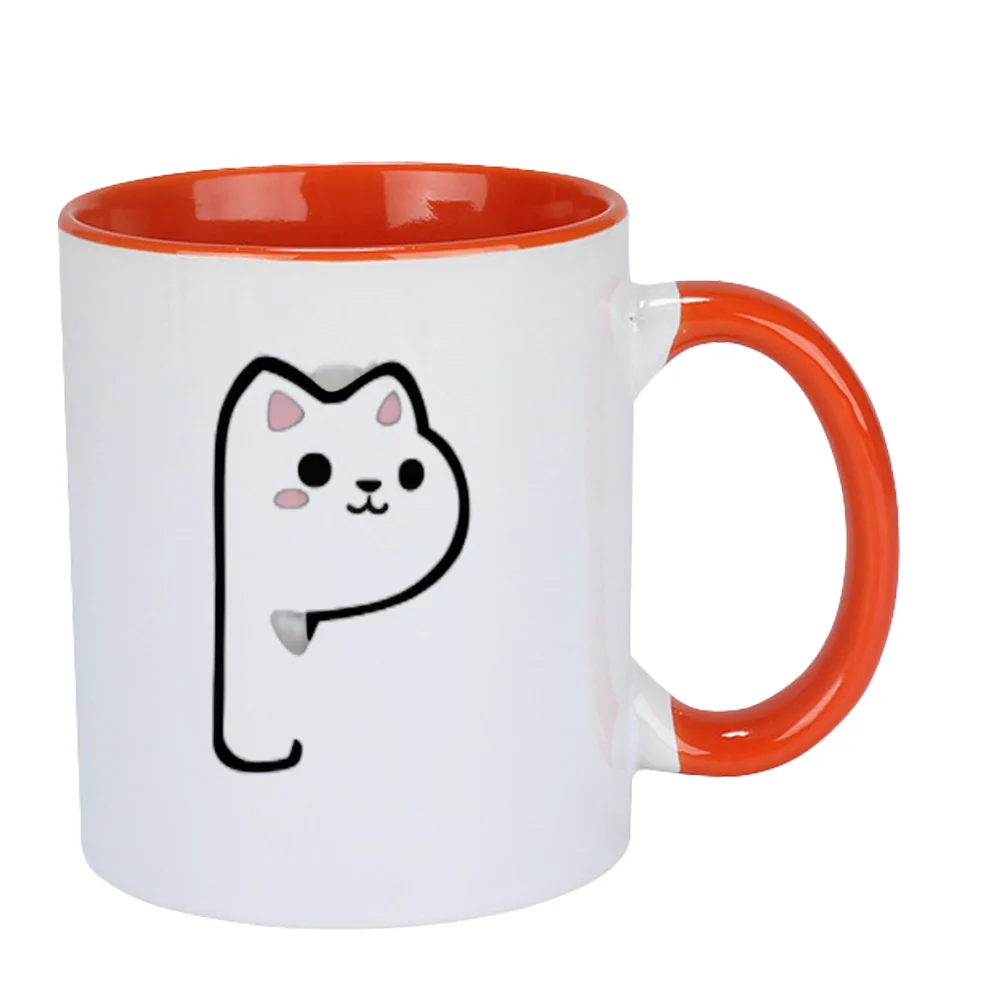 11oz Black Cat Print Ceramic Coffee Mug Cute Kitten Face Design Tableware for Home Party Holiday Present Birthday Christmas Moth