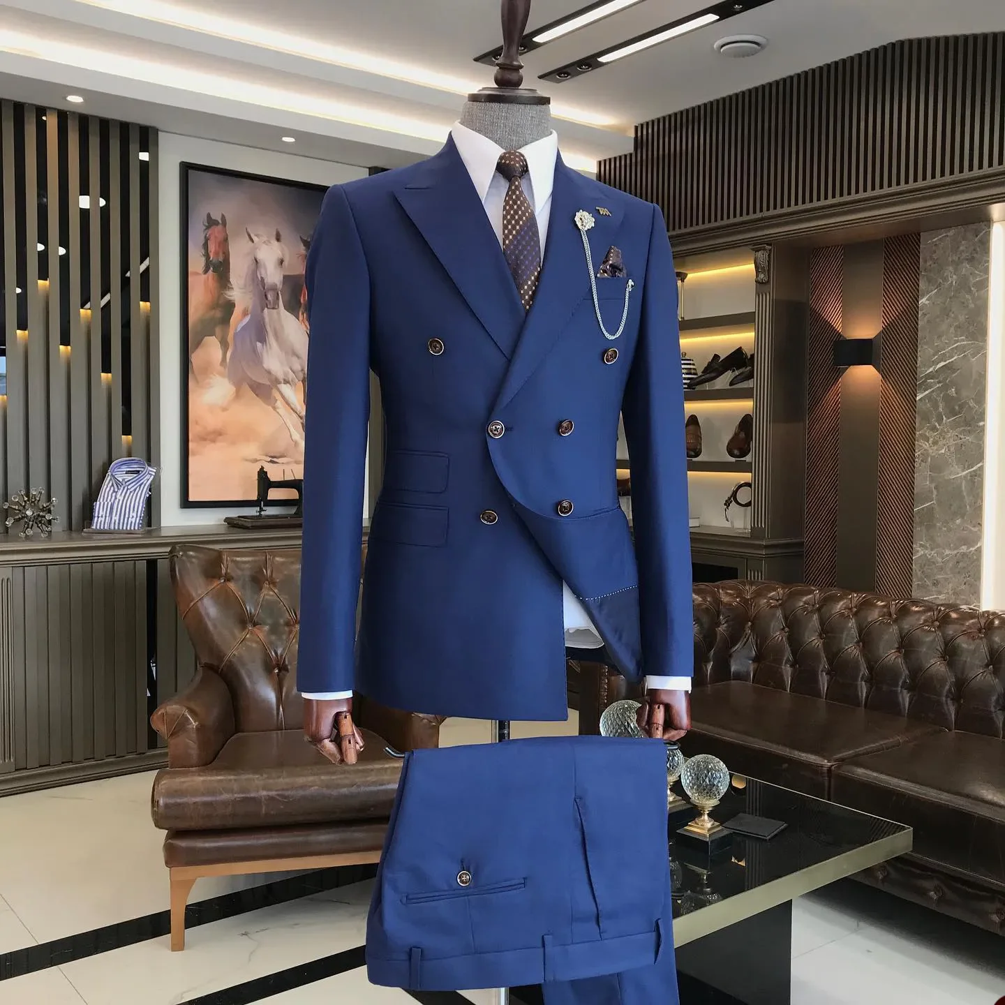 

Suits For Men Tuxedos for Male Double Breasted Peaked Lapel Wedding Groom Wear Terno Masculino Custom 2 Pcs (Jacket+Pants)
