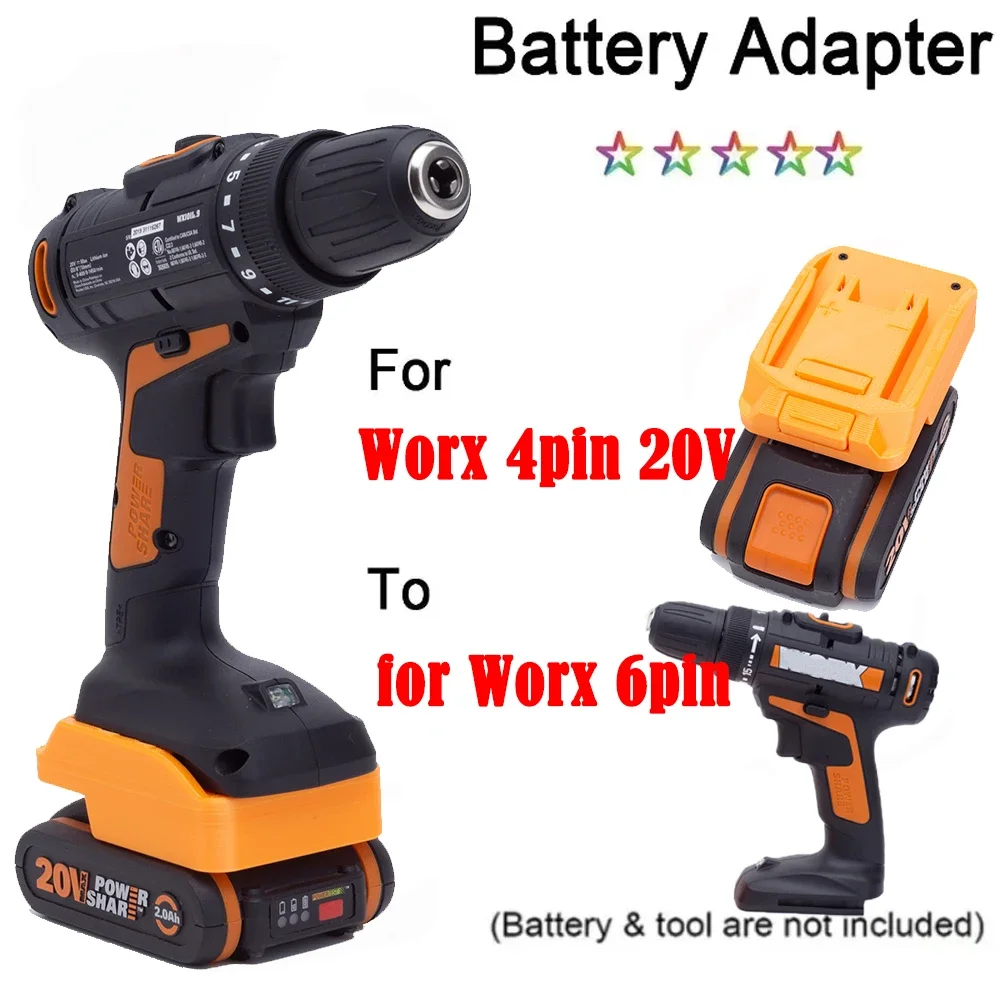 

Battery Convert Adapter for Worx 4pin 20V Lithium to for Worx 6pin Cordless Power Tools (Not include tools and battery)