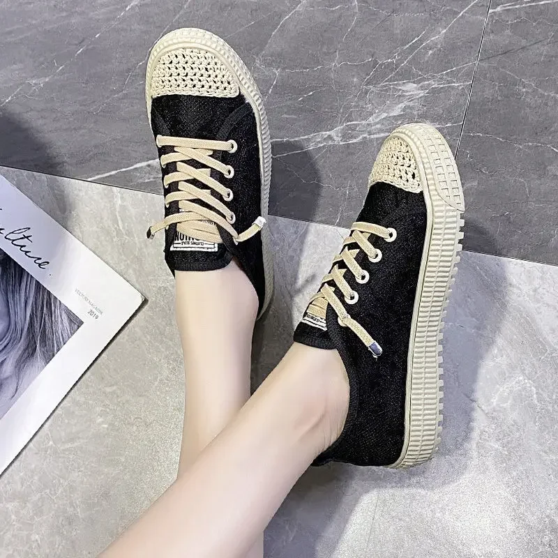 

Women's Canvas Shoes Summer Stylish Aesthetic Ladies Footwear Original 2025 New Designer Luxury Walking Offers Vulcanized Shoe