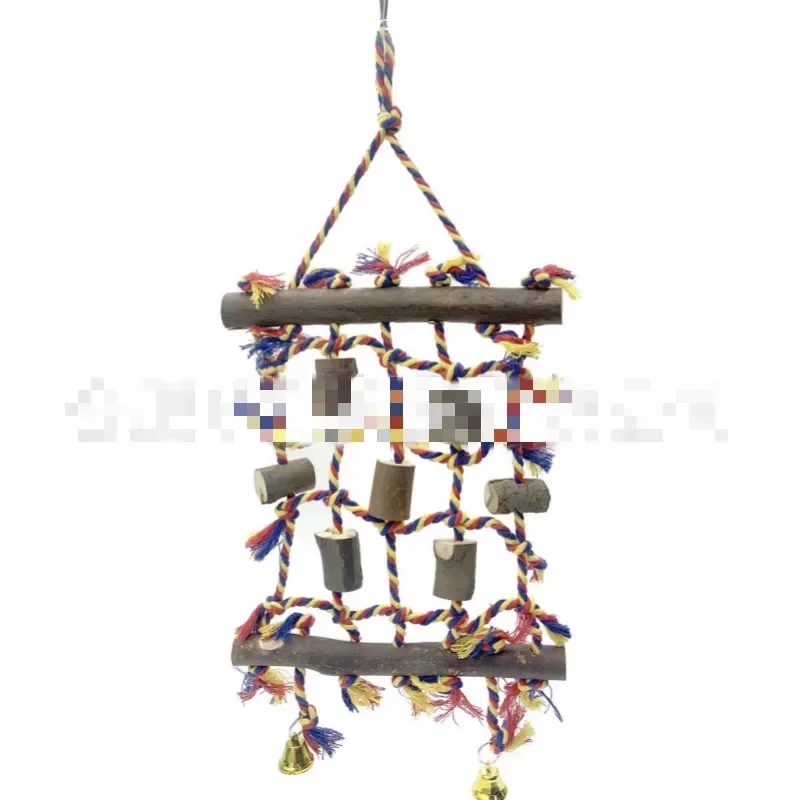 

Natural Solid Wood Parrot Color Climbing Net Climbing Ladder Biting Toys Claws Grinding Mouth Boring bird toys