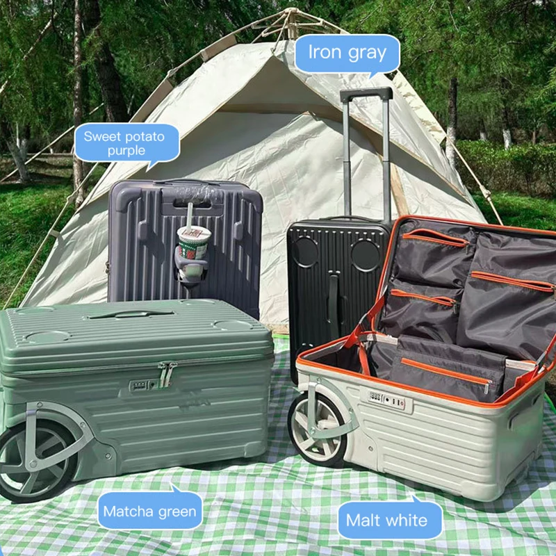 Nuovo bagaglio da campeggio a ruota grande con apertura laterale, valigia da viaggio per PC di grande capacità, ruote unidirezionali, 24 pollici