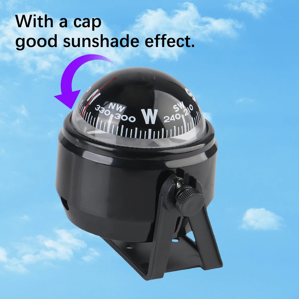For Marine Boat Compass Electronic Sea Pivoting Marine Compass Automotive Parts Marine Navigation Compass Black