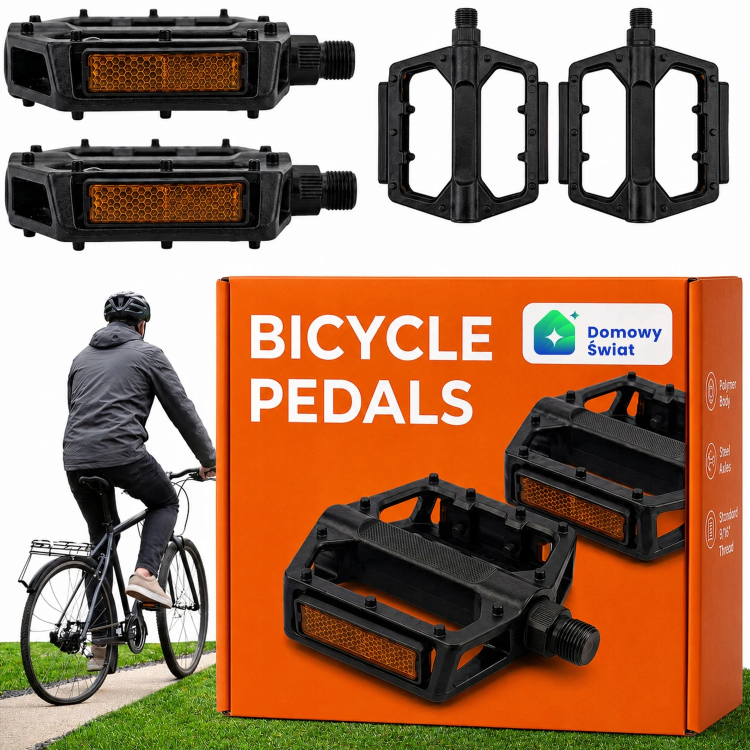BMX-fietspedalen met reflectoren Fietsplatformpedalen 9/16 inch schroefdraad Zwart breed plat pedaalpaar 96x92mm voor MTB City Trekking Cruiser Cross Recreatieve fietsen Duurzaam antislip 15mm sleutel