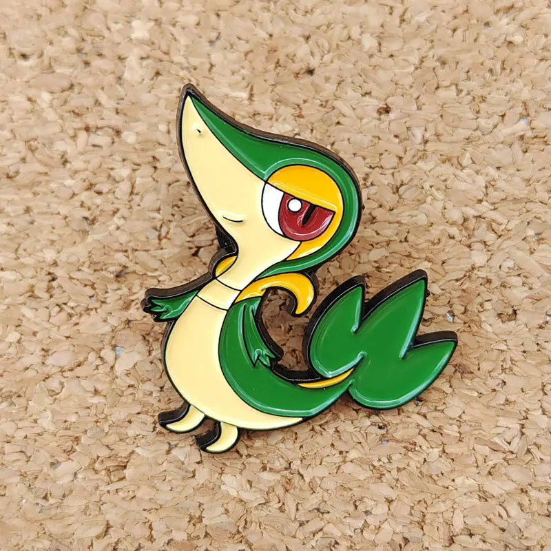 Pokemon Snivy Anime Brooch For Backpacks Enamel Pin Snake Metal Brooch Pin For Women Badges Pin Brooches Jewelry Accessories