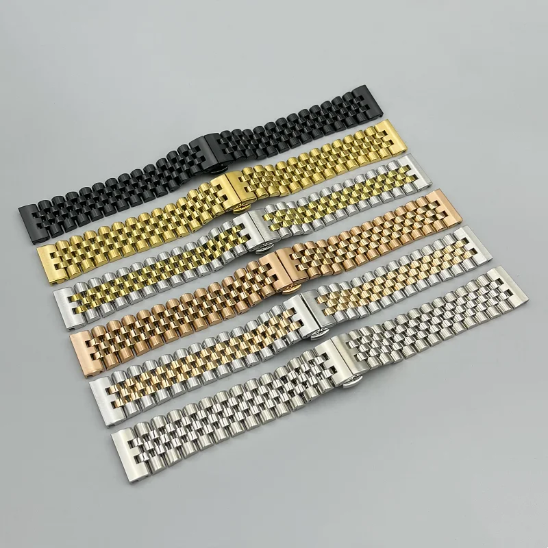 

5 шт./лот, ремешок для часов из нержавеющей стали, 8-26 мм, однотонный металлический ремешок, браслет, ремешки с пряжкой-бабочкой, оптовая продажа