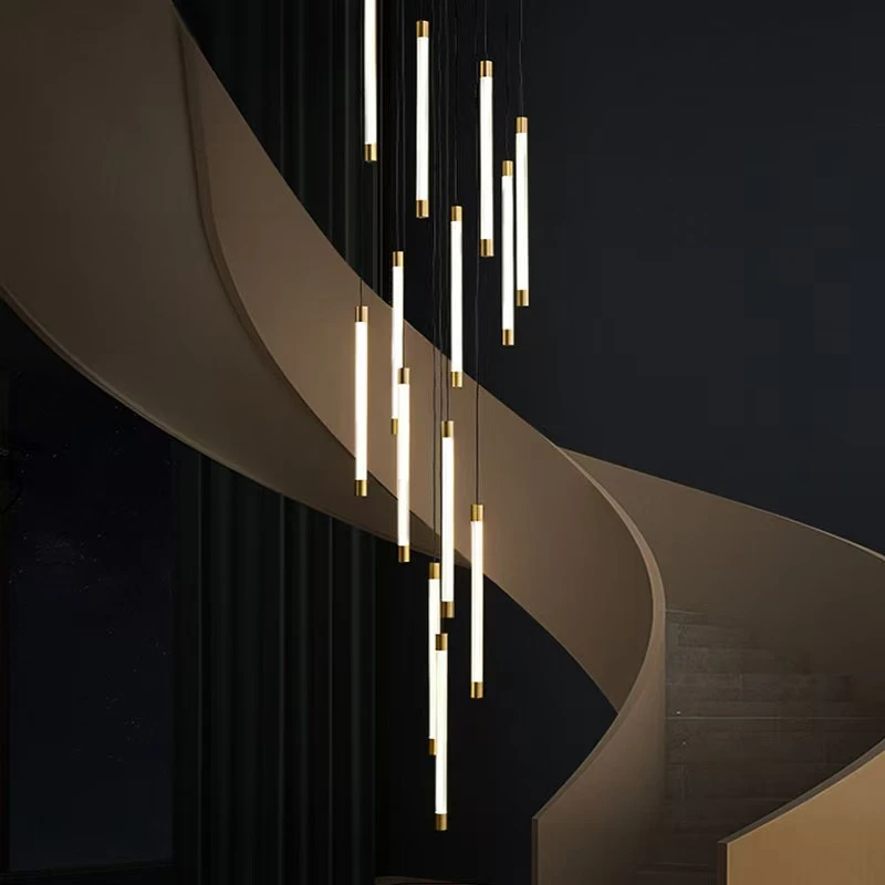 

Modern Staircase Led Long Chandelier Gloss Living Room Dining Room Chandelier Room Decoration Interior Lighting Ceiling Chandeli