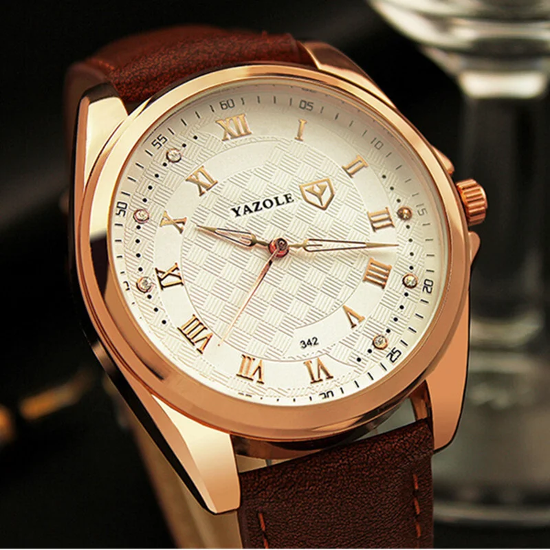 

YAZOLE Roman Digital Wrist Watches Men's Leather Strap 342 Sports Business Fashion Quartz Watch for Men