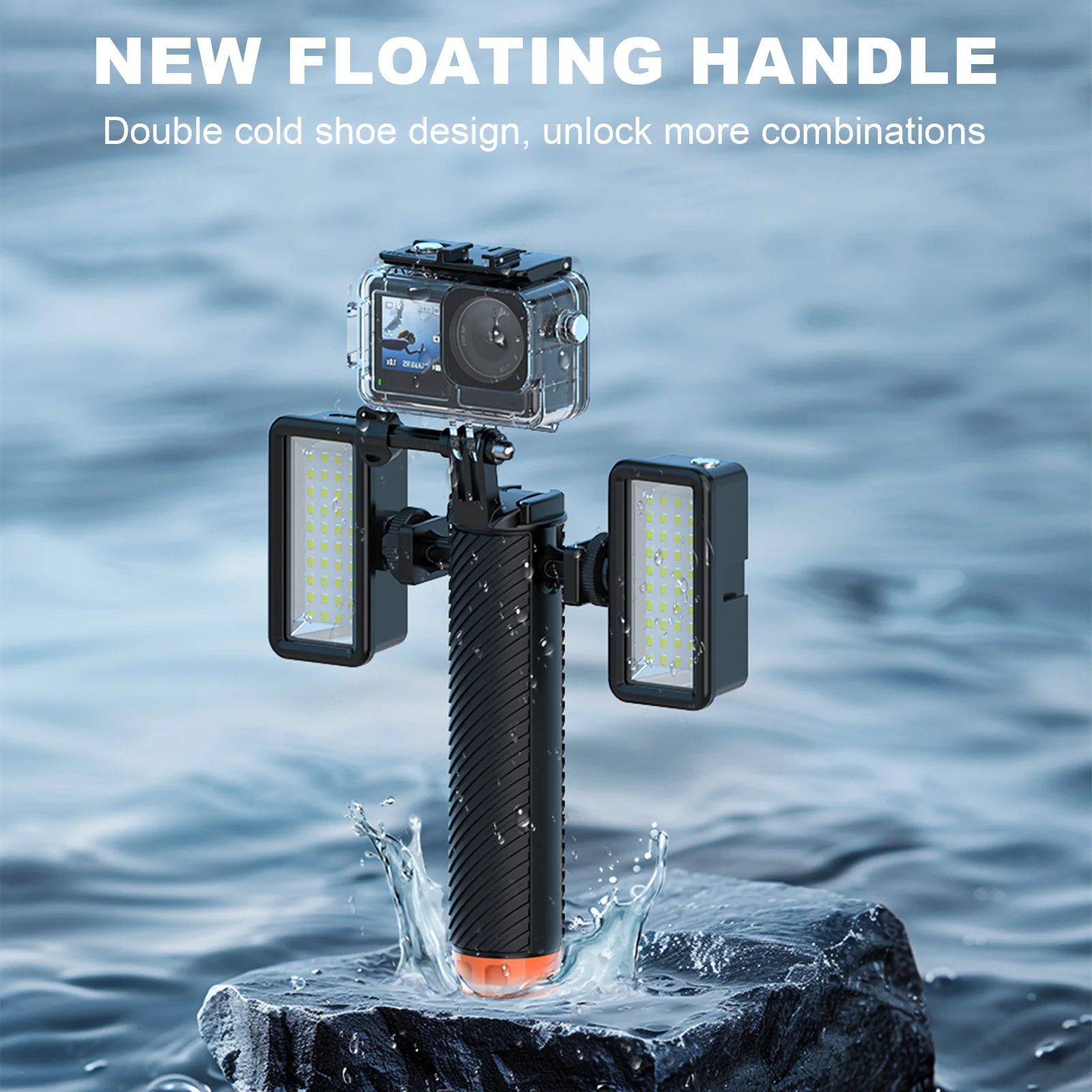 Dual Cold Shoe Buoyancy Handle Floatation Rod Monopod for Gopro Hero 10 9 8 7 6 5 4 Xiaoyi Yi 4K Sjcam SJ6 Go Pro Action Camera