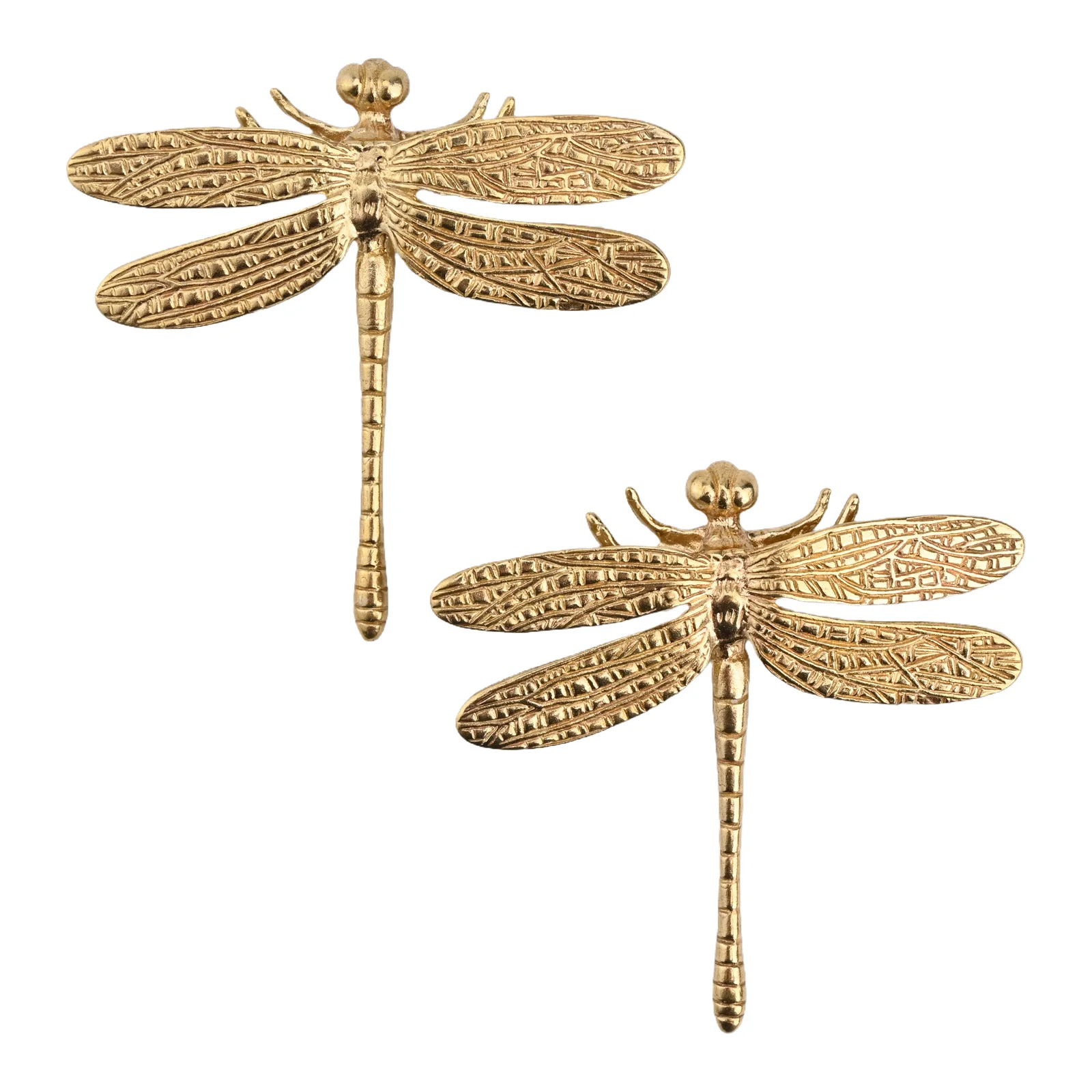 2pcs Brass Drawer Pull Knob Gold Cabinet Dreeser Handle Dragonfly Handle Household Furniture Decoration Supplies