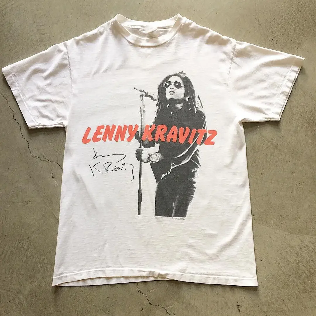 Retro He Lives Tour Lenny Kravitz Shirt Short Sleeve White Men S-234XL H196