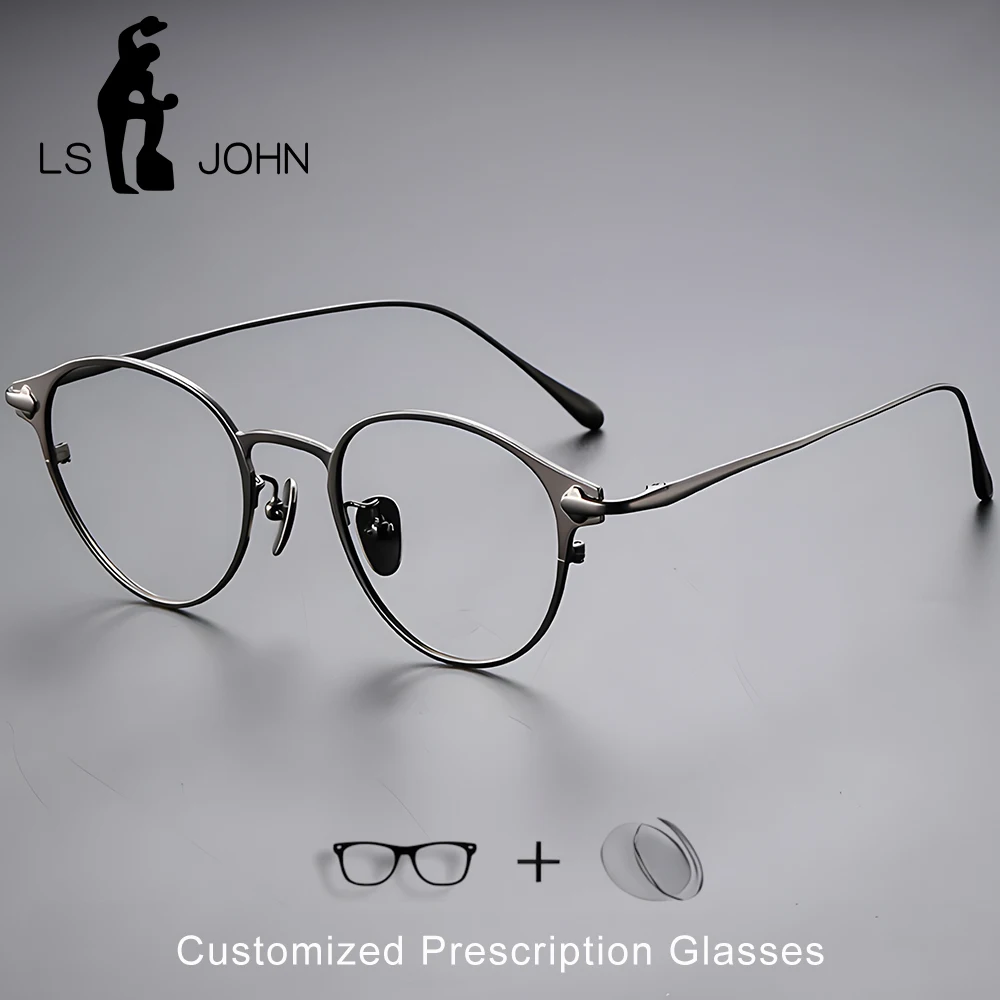 

Retro Round Myopia Reading Eyeglasses Women Titanium Glasses Frame Men Ultralight European Brand Customized Prescription Eyewear