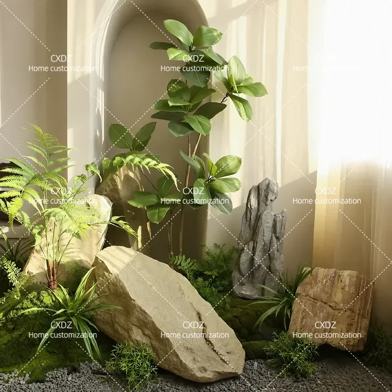 Landscaping simulation stone rockery props FRP stone hotel lobby soft decoration modern creative floor ornament