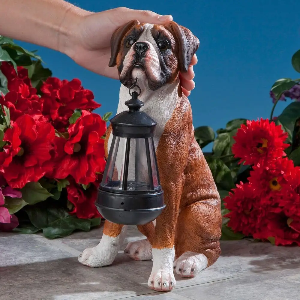 تمثال فانوس كلب يعمل بالطاقة الشمسية - إضاءة LED للحديقة الخارجية ونحت راتنج للديكور #3