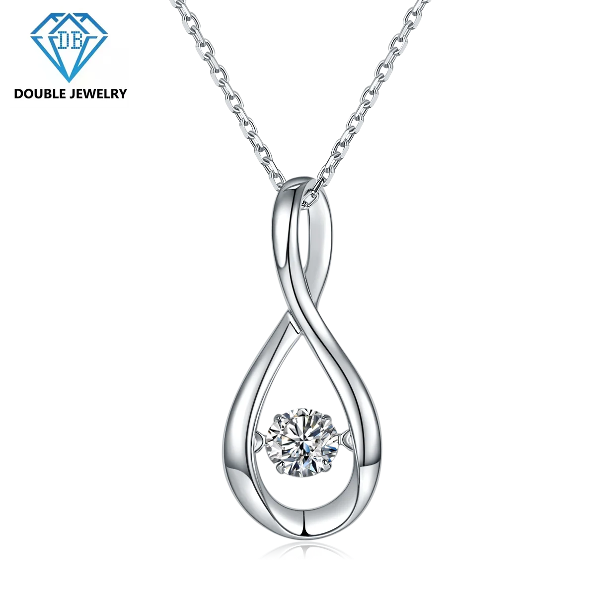 Double Jewelry forever Design Dancing Moissanite Pendant Necklace for Women Luxury Pendant 925 Sterling Silver Necklace Jewelry