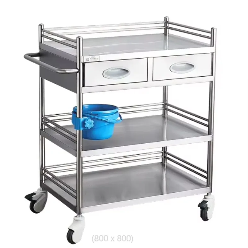 Professional 3-Tier Stainless Steel Medical Trolley with Silent Wheels Clinic Cart & Hospital Lab Instrument Organizer