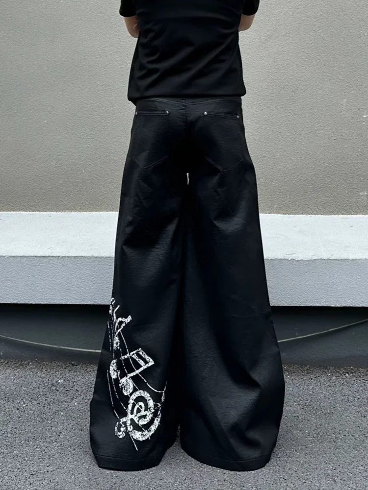 2026 Cyber Y2K Streetwear Button Design Baggy Flared Jeans Pants For Men Clothing Wide Leg Loose Fit Long Trousers Moda Hombre
