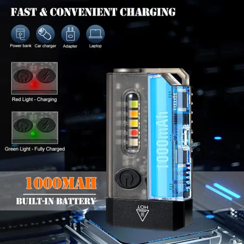 Rechargeable Pocket Flashlight Flashlight LED 13 Light Modes 1000 High Lumen IPX4 Mini Flashlight