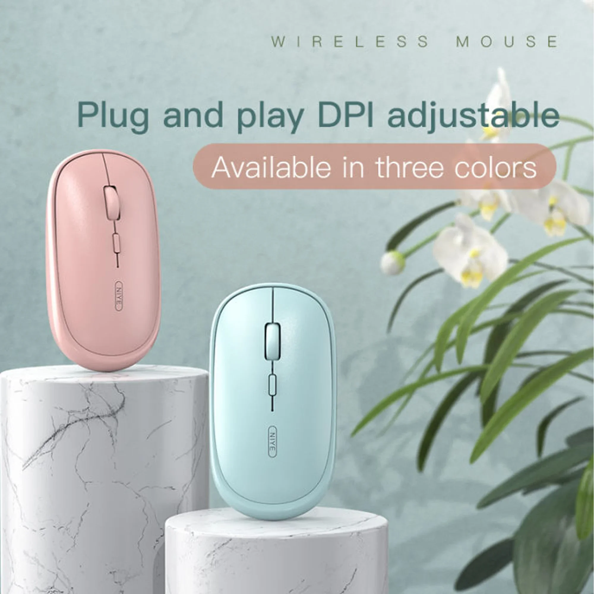 Wireless Mouse Stylish Macaron Colorful Rechargeable Mute Adjustable DPI Replaceable Battery for Comfortable Gaming