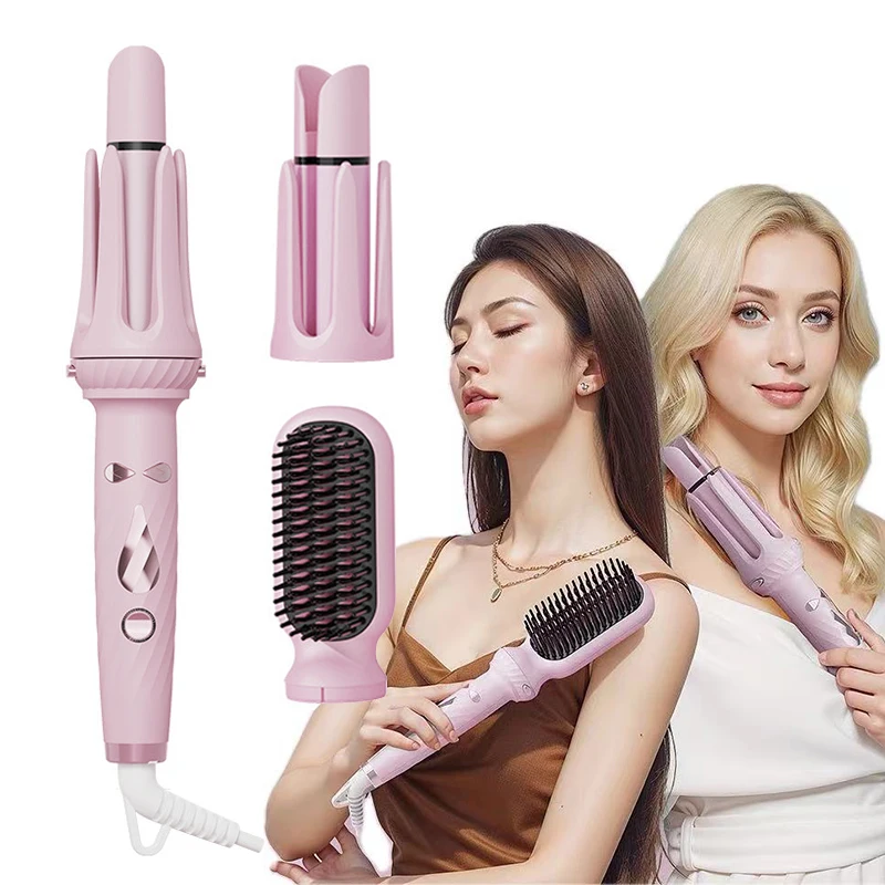 3-IN-1 Dual Purpose Negative Ions 28mm/32mm Automatic Hair Curler Heating Straight Hair Comb Electric Ceramic Curling Hair Stick