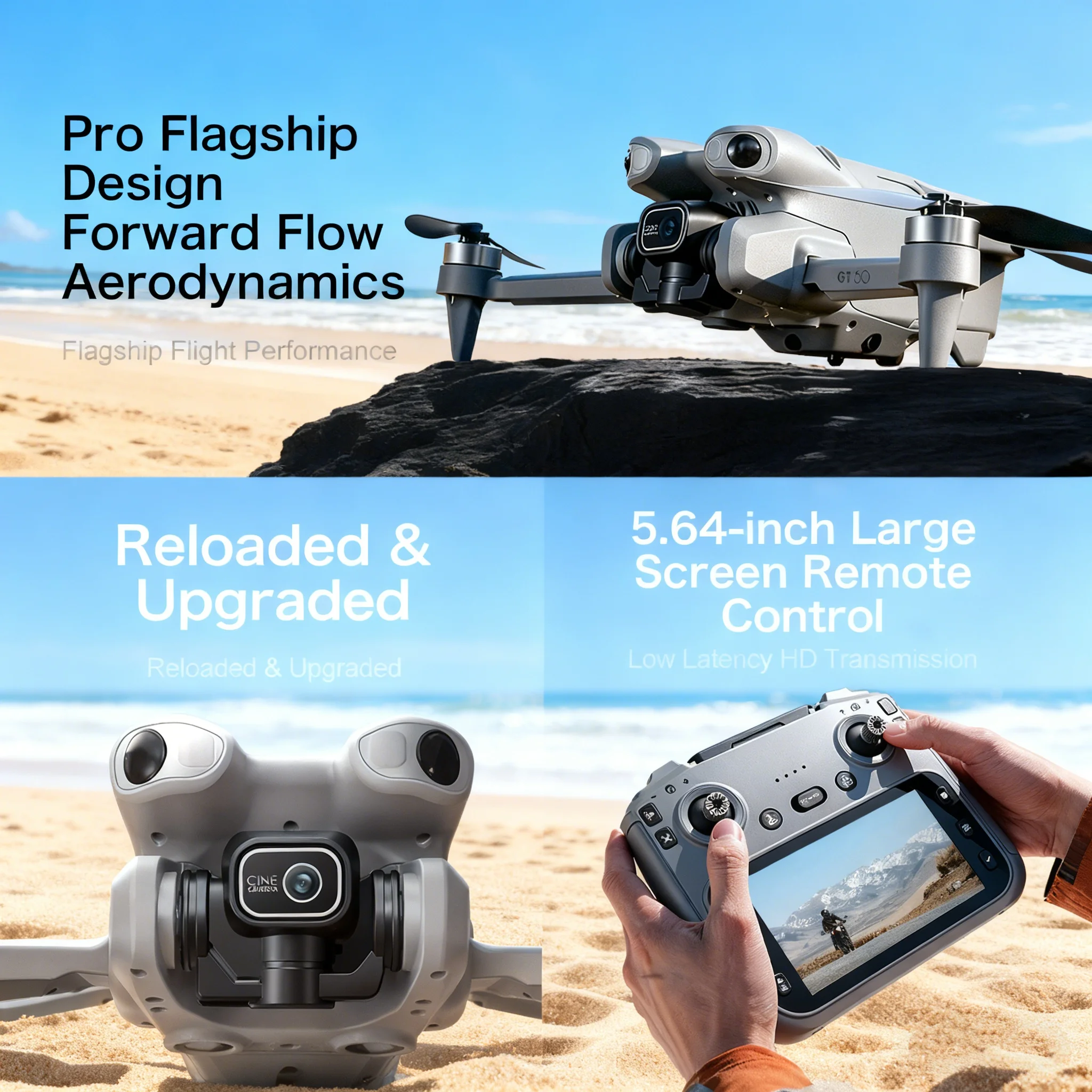 2026 جديد GT50 ماكس الطائرة بدون طيار 8K HD 6 "تحكم في الشاشة 30 دقيقة بطارية وضع مقطوعة الرأس هليكوبتر 360 ° لعبة فليب كوادكوبتر ميني بدون طيار للأطفال #2