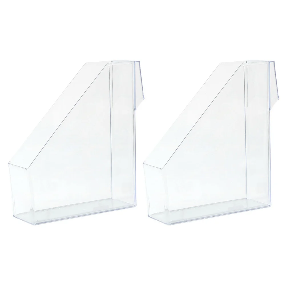 

2pcs Office Racks Acrylic Desktop Book Boxes Simple File Box For Documents Magazines Large Capacity Desktop Organizer File