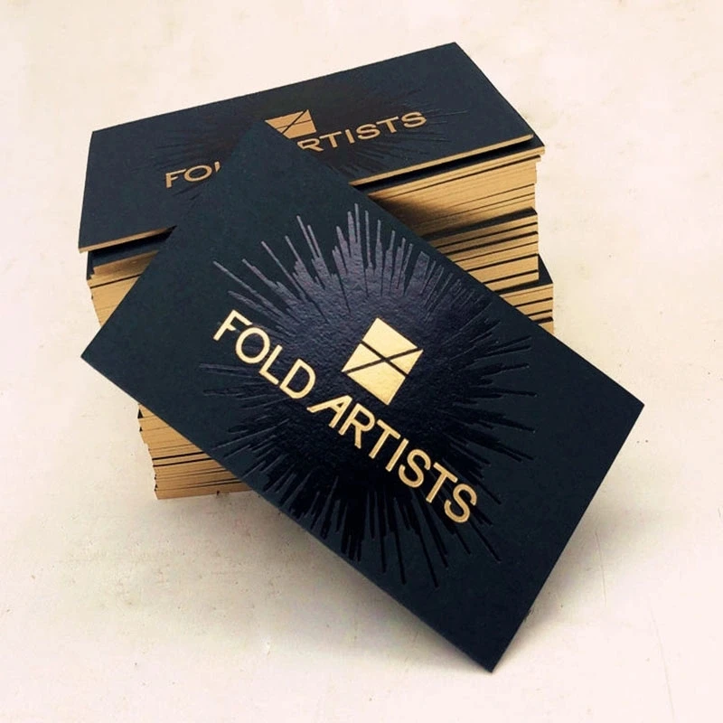 custom logo design 100pcs a lot High-end Black Business Card With Gold-stamping ization Business Card  Service Support Printing