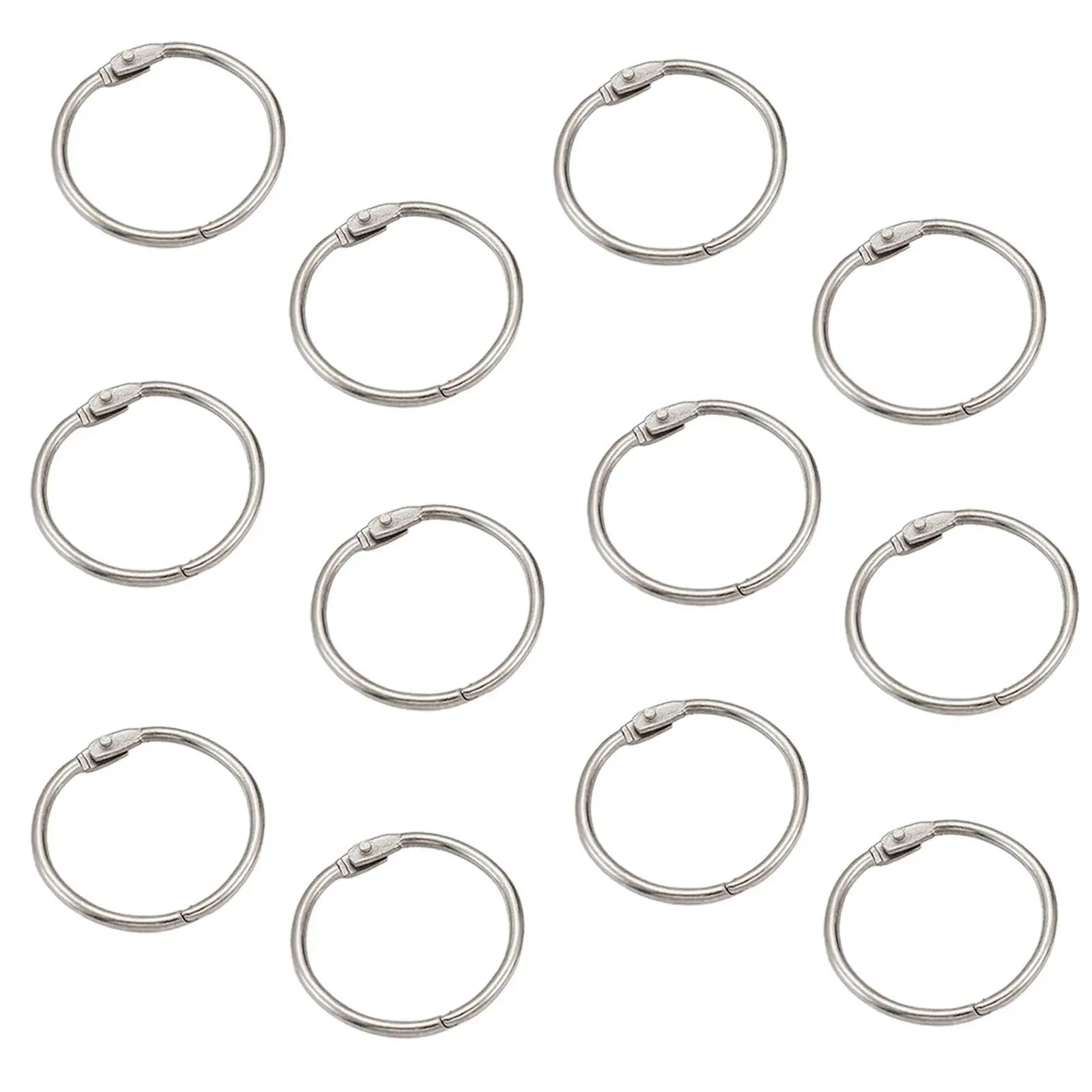 12x Loose Leaf Binder Rings Shower Curtain Rings Keyring Hoop Heavy Duty Circular Snap Hinged Rings for Scrapbook, 50mm