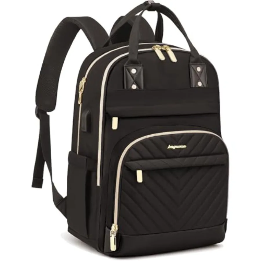 

Laptop Backpack for Women Work Bag - Black Travel Backpack College Backpack with USB Charger Business Office Back Pack for Teac