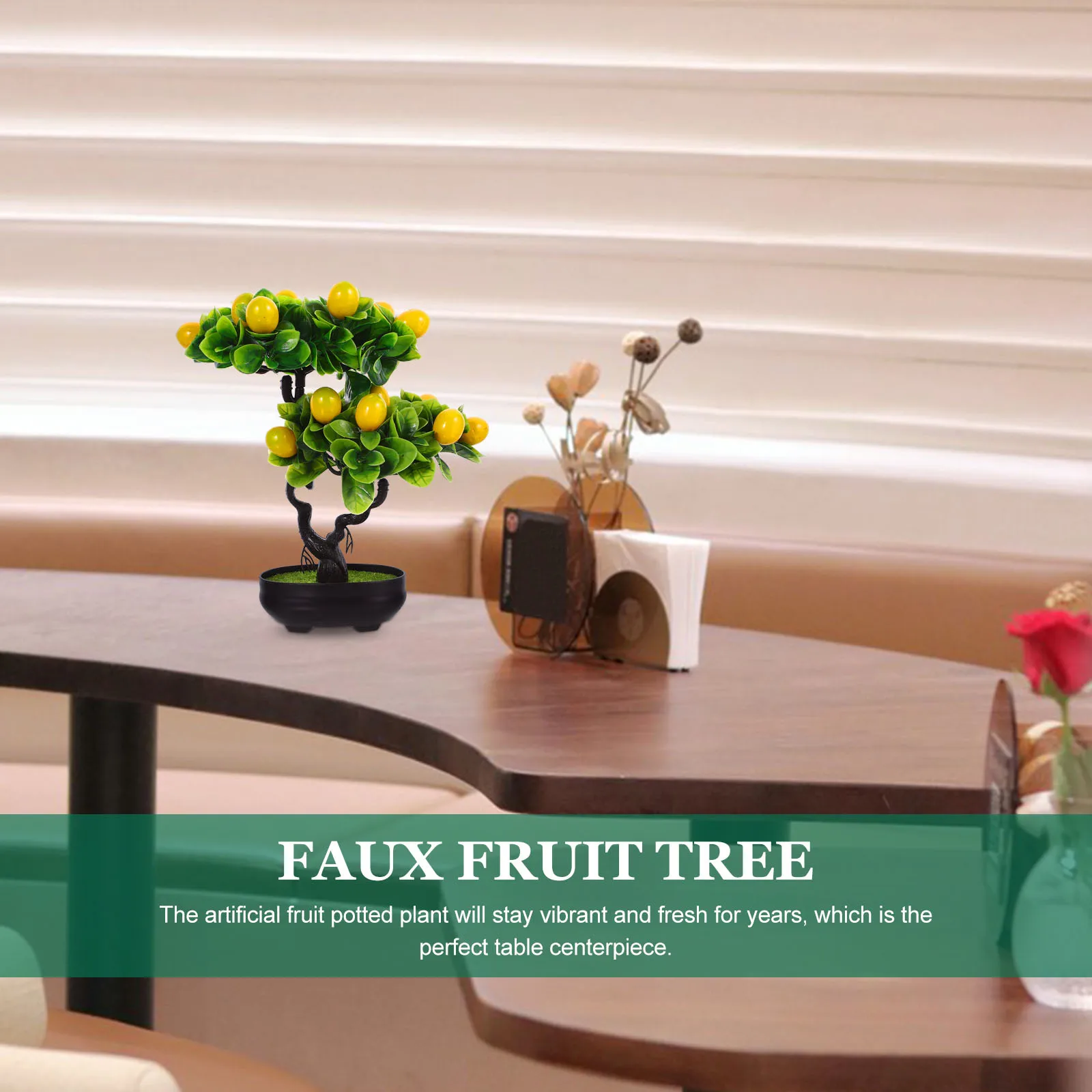 Faux Fruit Tree Potted Bonsai Fake Fruit Plant Desktop Decor for Home Office Cafe Photography Scenes Realistic Bonsai