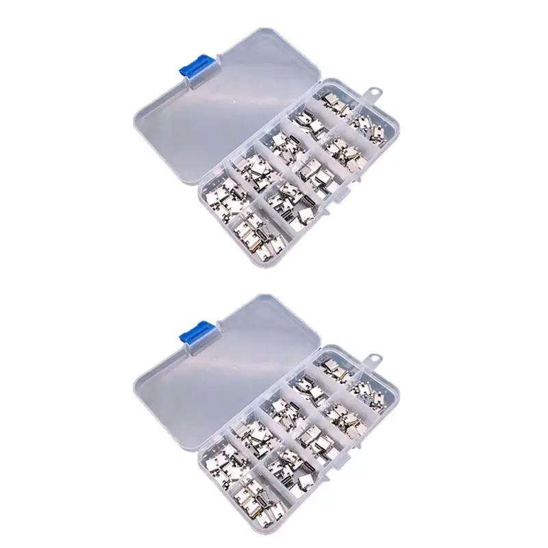 DT17 400Pcs 10 Models Type-C USB Charging Dock Connectors Mix 6Pin 16Pin for Phone Digital Repair Kits