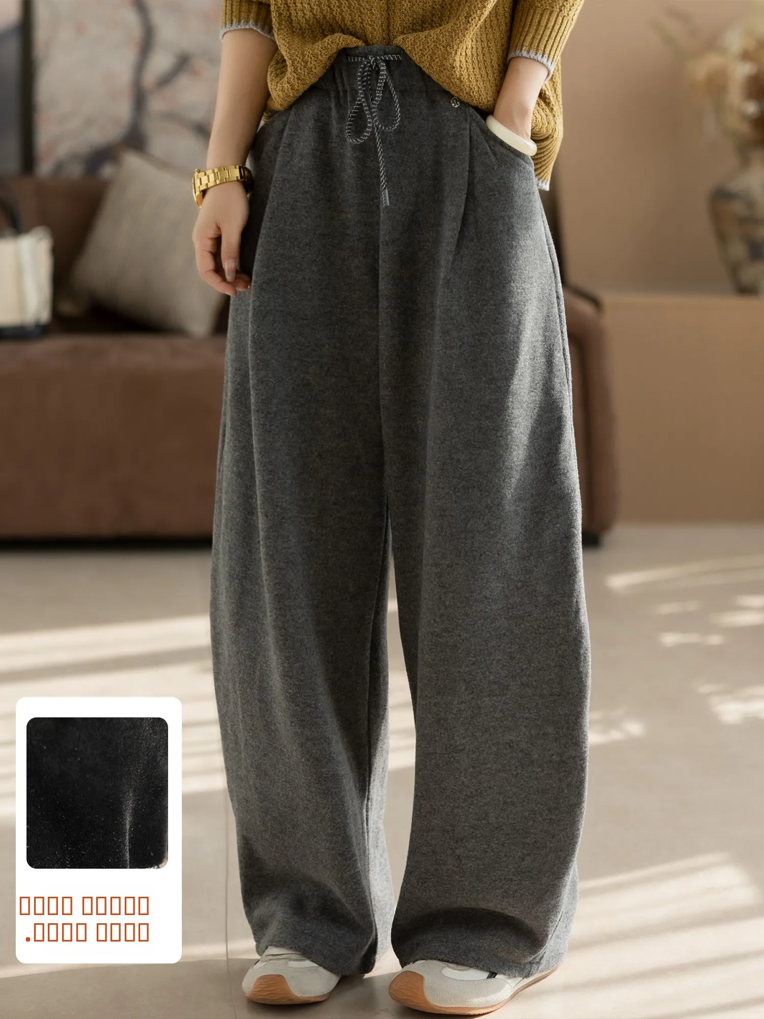 

Женские повседневные брюки Kamey: Новинка осенне-зимнего сезона, утепленные, широкие, свободные, с высокой талией, из полиэстера