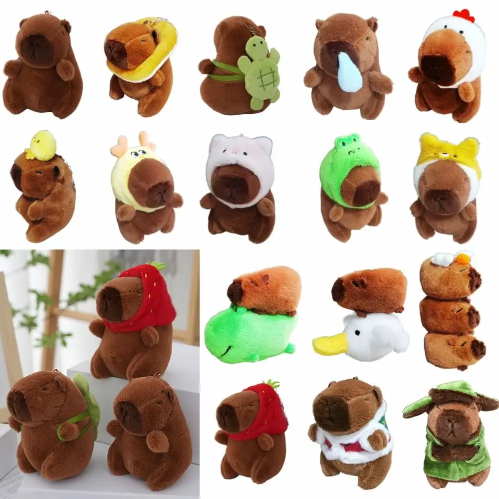 Multicolor Plush Capybara Keychain Cartoon Capybara Cute Toy Fluffty Animal Doll Stuffed Animals Accessories