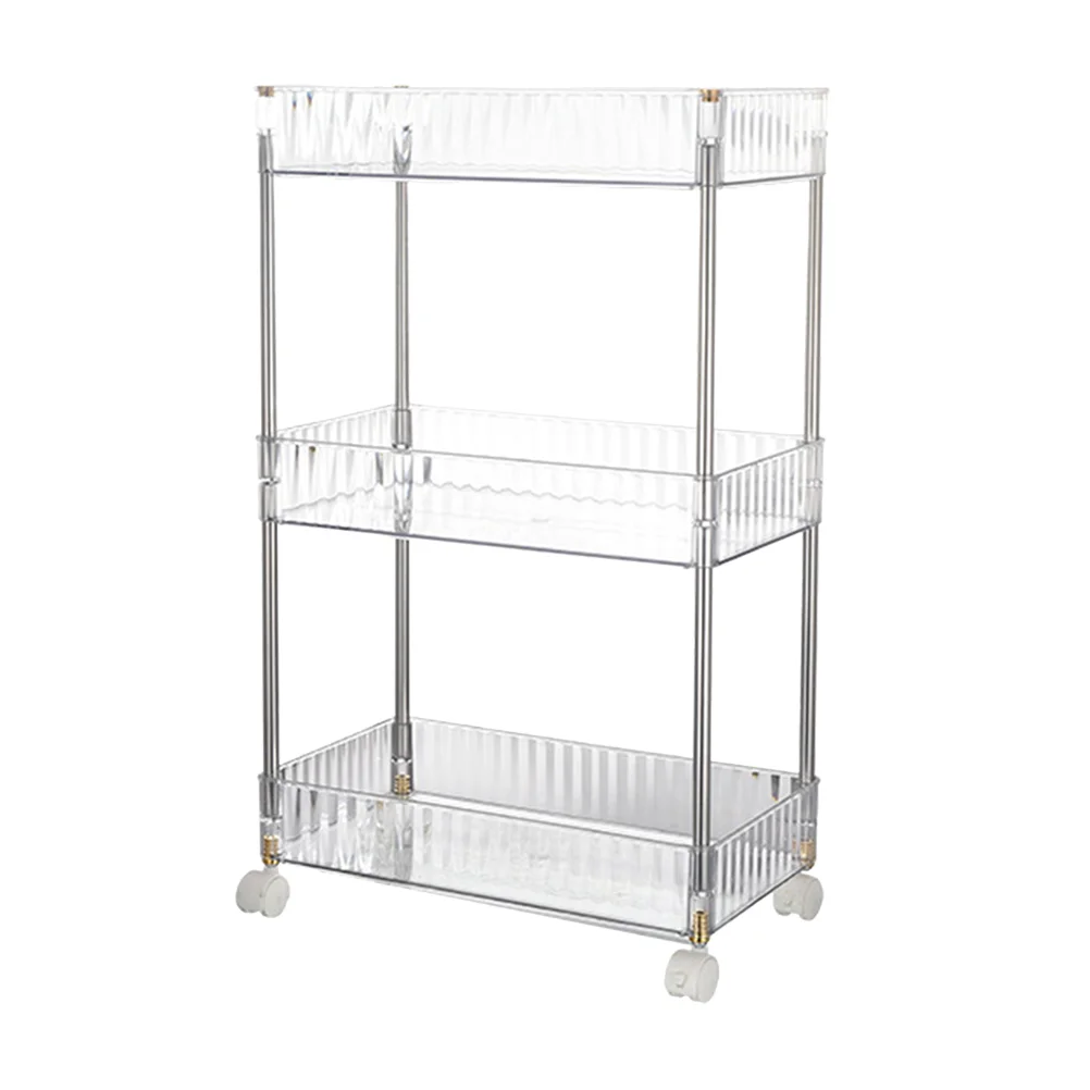 

Sundries Cart Storage 3 Tier Rolling Floor-type Trolley Stand Mobile Shelving Unit