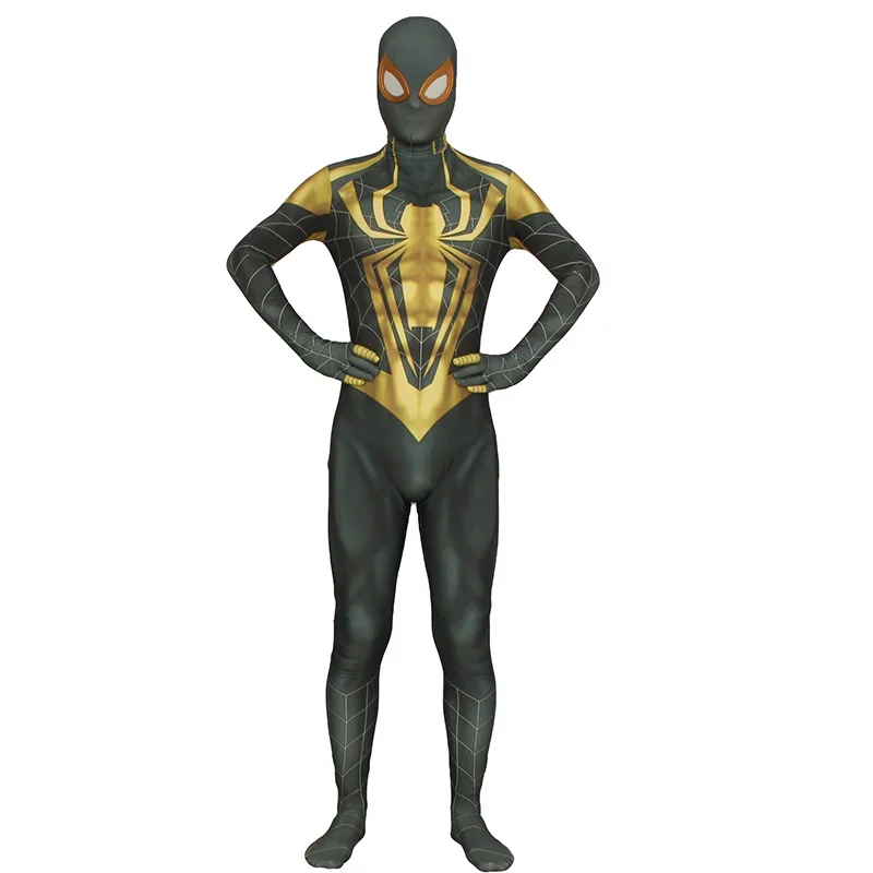 Gra Chrome Spiderman przebranie na karnawał metalowe okulary Spandex z nadrukiem 3D superbohater Zentai kombinezony kostium na Halloween