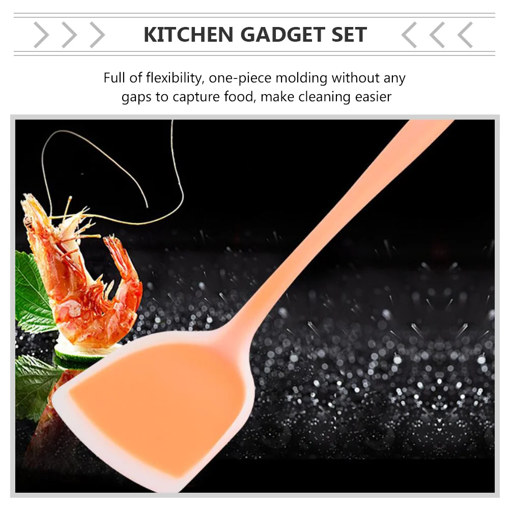 

1 Set Silicone Kitchen Gadget Set Slotted Spoon Soup Ladle Baking Scraper Serving Spatula For Baby Food Canning Freezing Easy