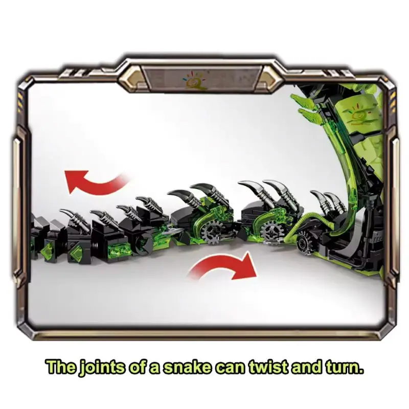 2025 Mechanical Snake Building Blocks Sets 689Pcs STEM Technological Cobra Animals Model Bricks Toys for Kids Childrens Toys MOC