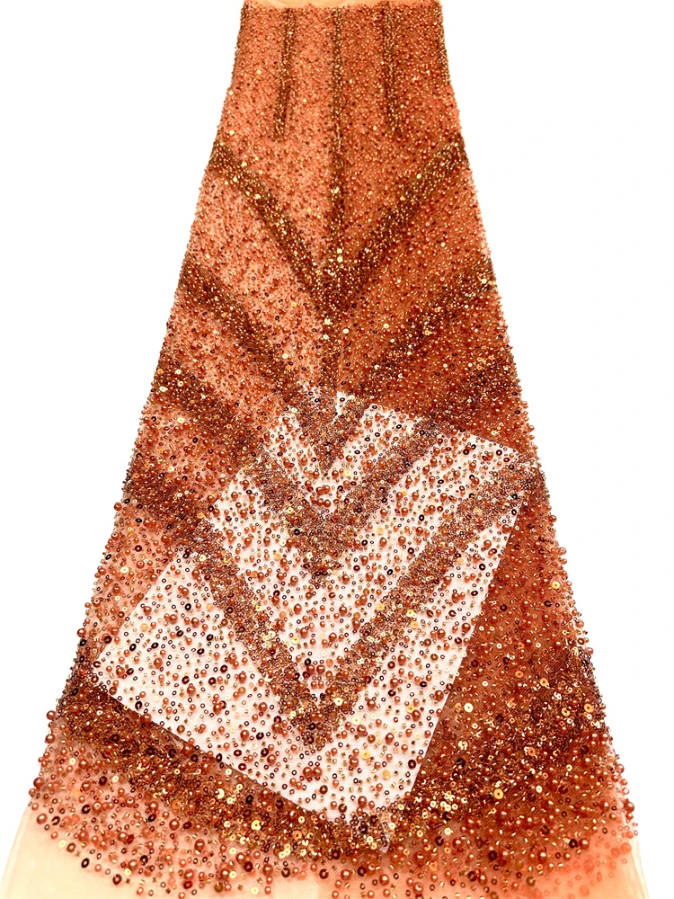 الجملة 2026 الترتر الأفريقي الخرز الدانتيل النسيج 5 ياردة عالية الجودة الفرنسية شبكة تول التطريز الزفاف الدانتيل الزفاف #3