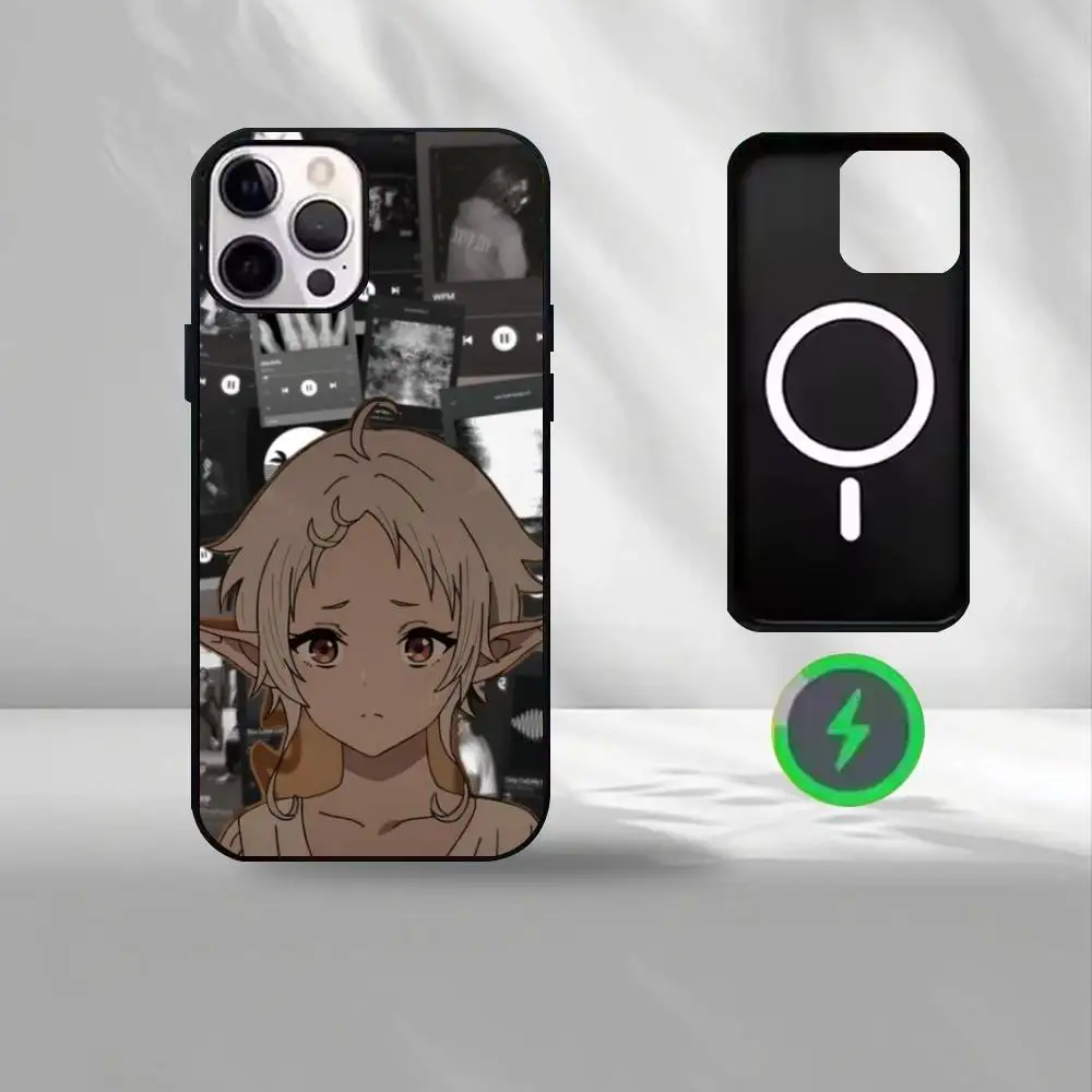 حافظة هاتف Mushoku Tensei Sylphiette لهاتف iPhone17,16,15,14,13,12,11 Max غطاء حماية للشحن اللاسلكي باللون الأسود
