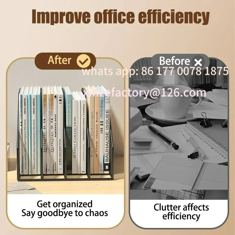 Customizable Metal File Rack Office Desk Shelf Standing Desktop File Storage Box Data Rack Stationery Organ