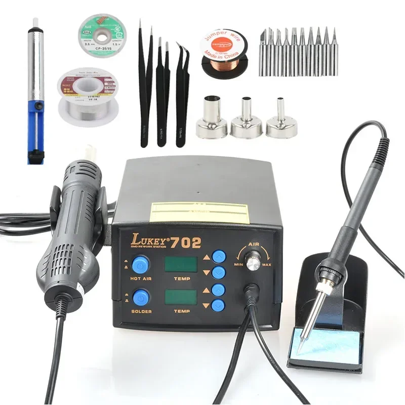 Lukey702 Digital Regulatable Soldering Station BGA SMD Hot Air Gun Solder Iron 2 In 1 Adjustable Welding Machine