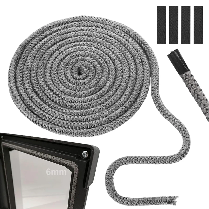 Fireplace Seal Cord Fireplace Refractory Gasket Stove Firewood Cord 6/8/10/12mm Fiberglass Rope Gasket for Fireplace and Stove