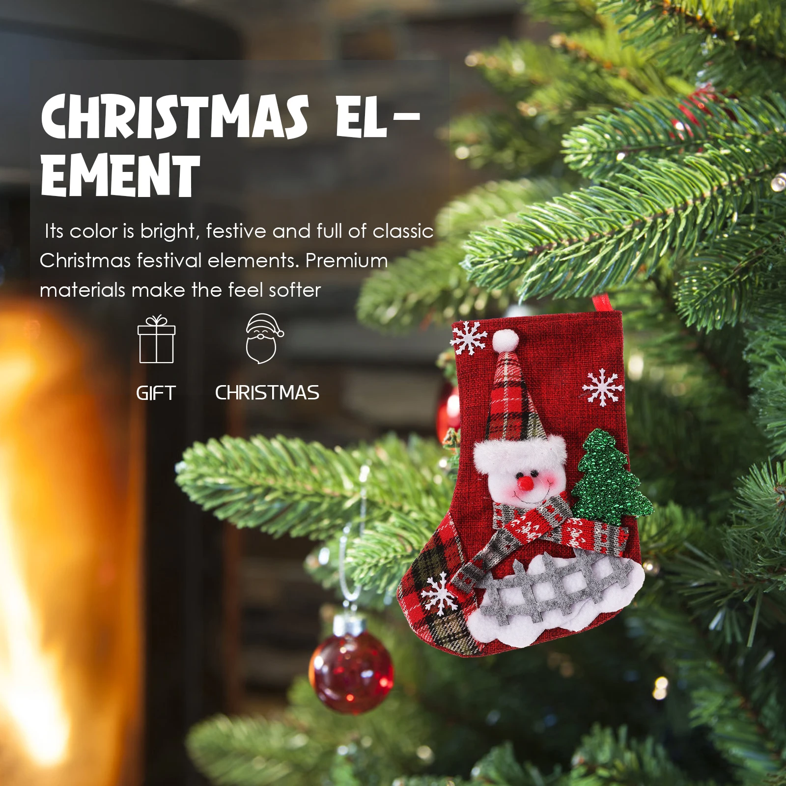 

Christmas Stockings Decorative Holiday Socks for Fireplace Door Wall Large Child Snowman Xmas Tree Festive Gifts