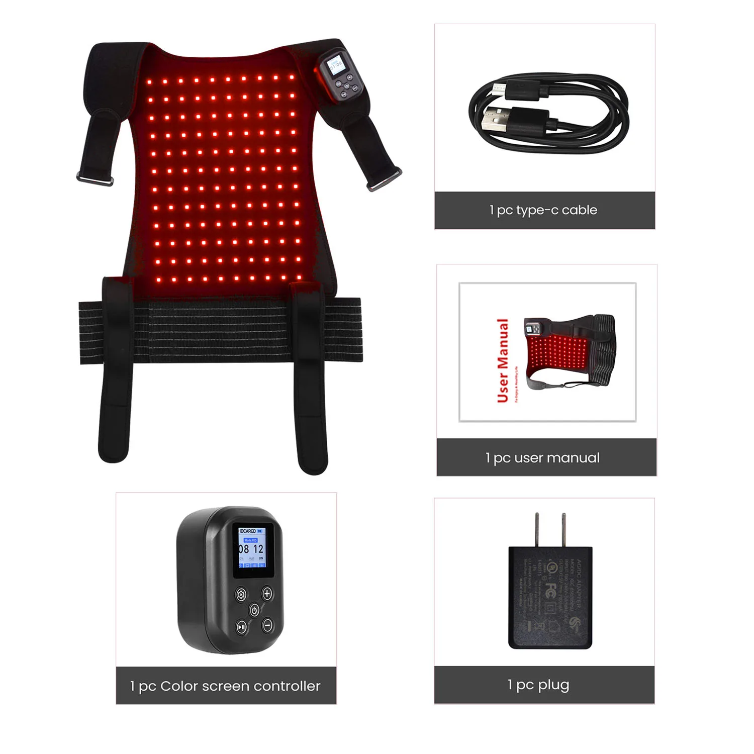 

Newest Portable RLB150-F Shoulder Vest with Magnetic Power Bank 660nm 850nm Pain Relief Skin Care Led Red Light Wraps Free Logo