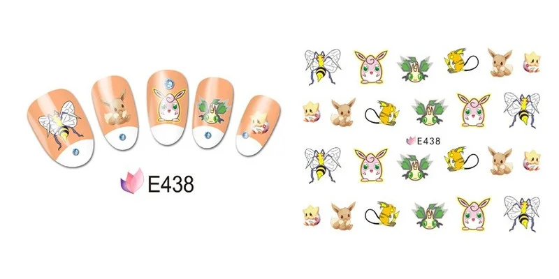 Pokemon Pikachu Nail Art Sticker Straight Curved Liner Striped Tape Wrapped Geometric Ornament Cartoon Nail Art 10pcs/Set