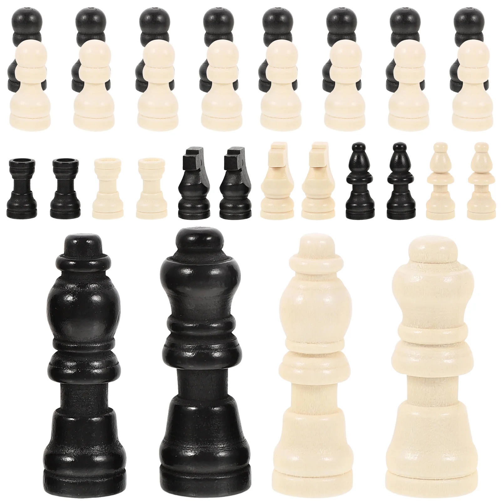 

Wooden Chess Pieces 2 Sets Lady Wood Mini Replacement Pawns Game Chessboard Accessories Reusable Sturdy Family Fun Board Game