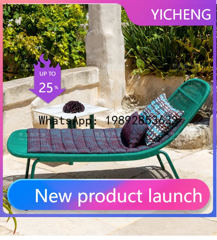 A3-4 Outdoor Rattan Sofa Outdoor Courtyard Sunscreen Wear-Resistant Rope Sofa Recliner