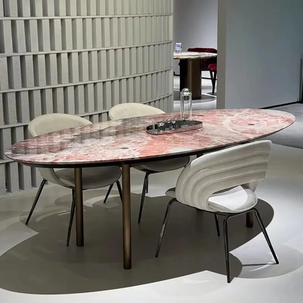 #Modern Home Furniture Dinning Room Set 6 8 Seater Stainless Steel Round Pin Marble Dining Table for Restaurant Home